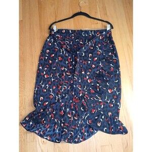 By Clara Paris Pencil Skirt SIZE LARGE Navy Animal Print